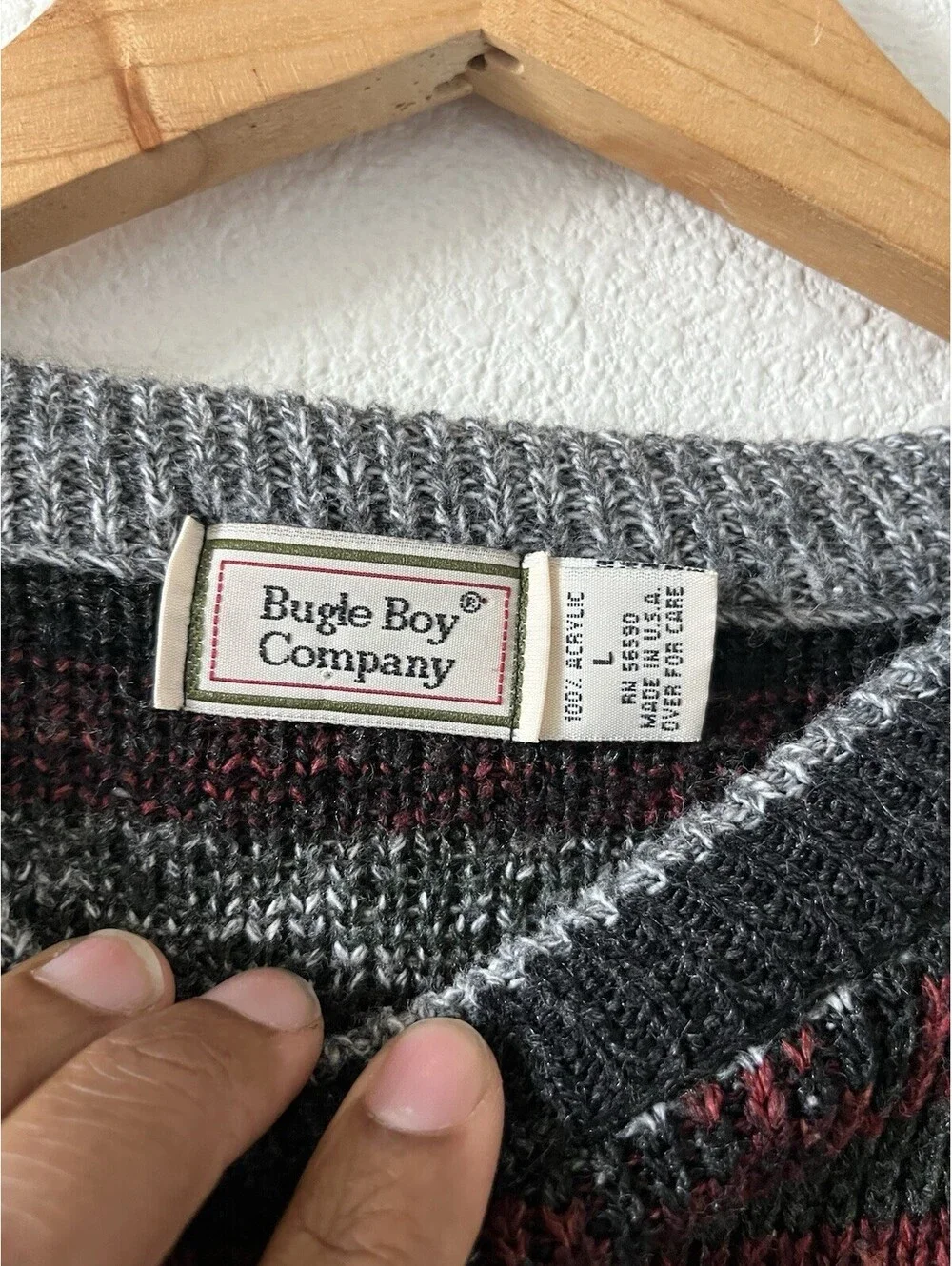 Vintage Bugle Boy Striped Knit Sweater Large USA Made⁠